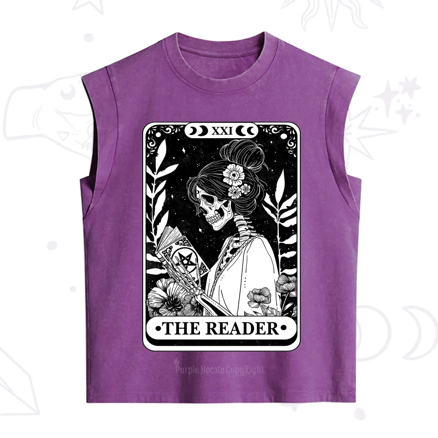 Purplehecate The Reader Skeleton Tarot Vintage Washed Tank