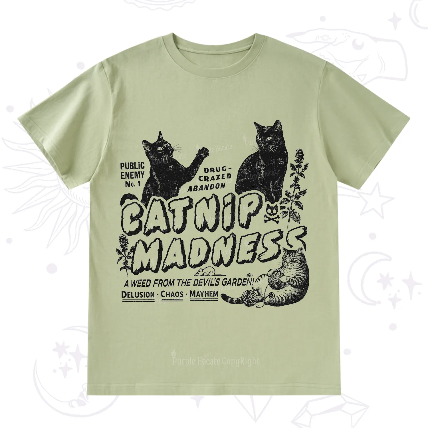 Purplehecate Catnip?Madness Cute?Cat T-Shirt