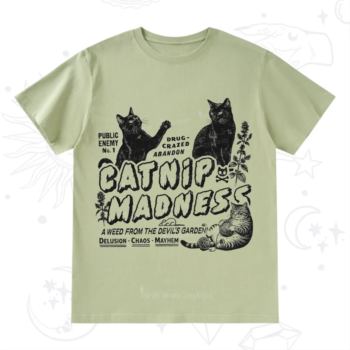Purplehecate Catnip?Madness Cute?Cat T-Shirt