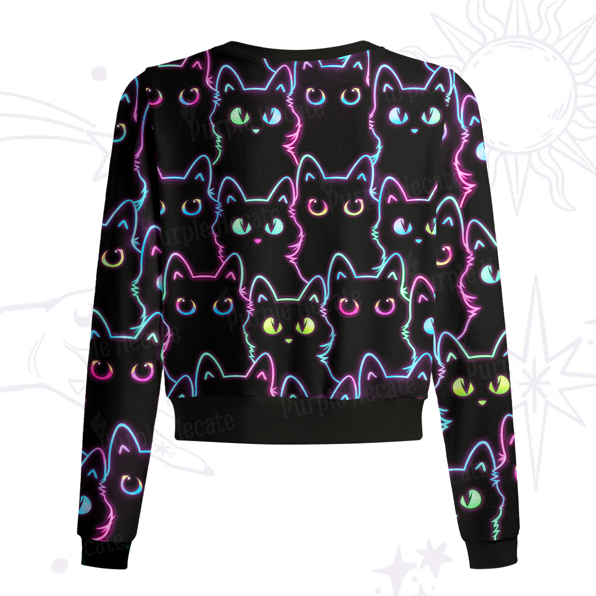 Purplehecate Neon Glow Stacked Cats Knit Cardigan