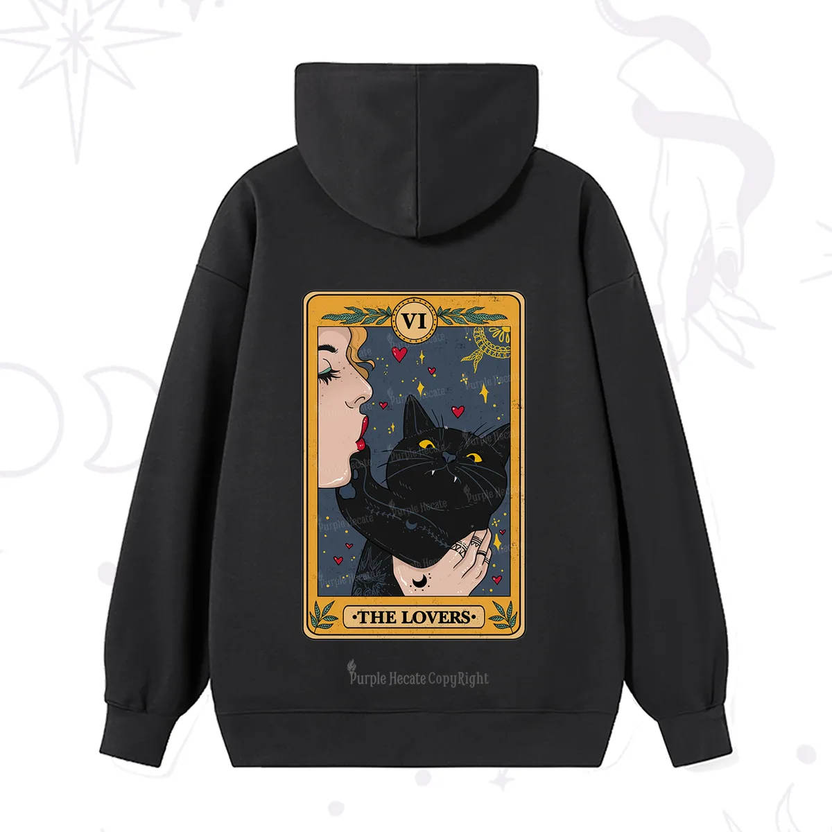 Purplehecate The Lovers Cat Tarot Hoodie