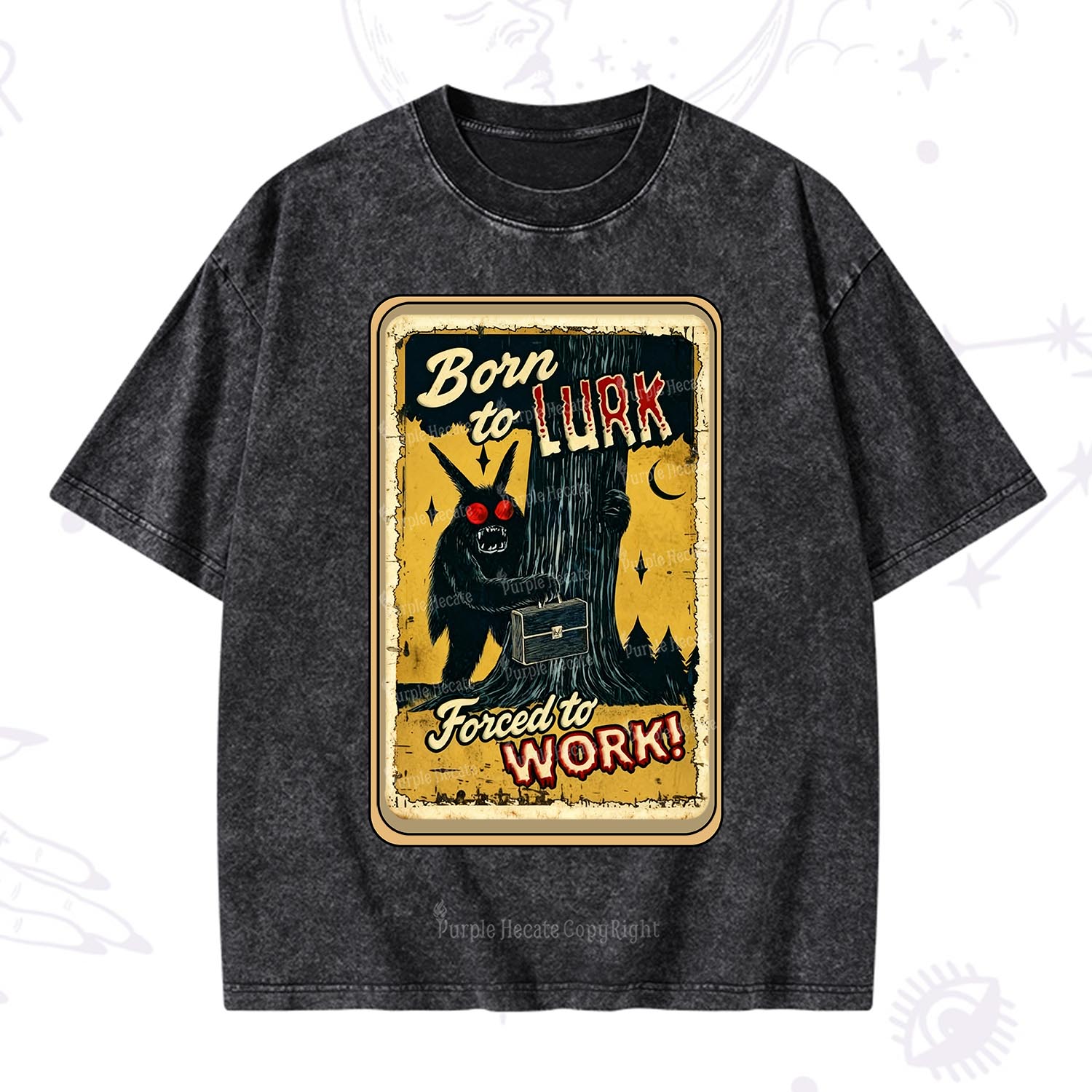 Purplehecate Cryptid Mothman Horror Washed T-Shirt