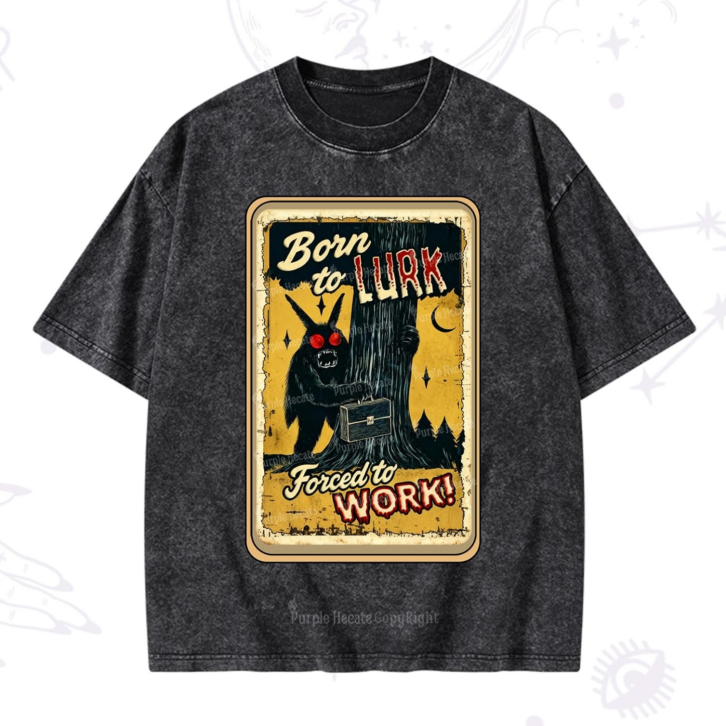 Purplehecate Cryptid Mothman Horror Washed T-Shirt