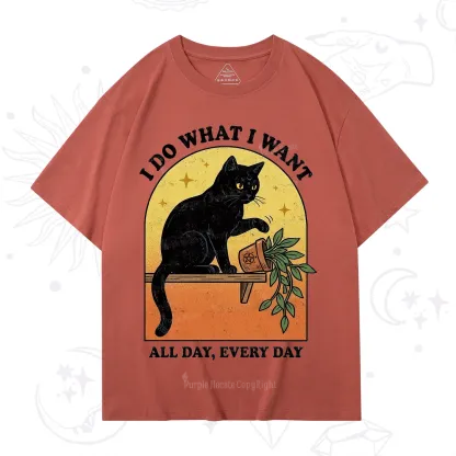 Purplehecate I Do What I Want Funny Black Cat T-Shirt