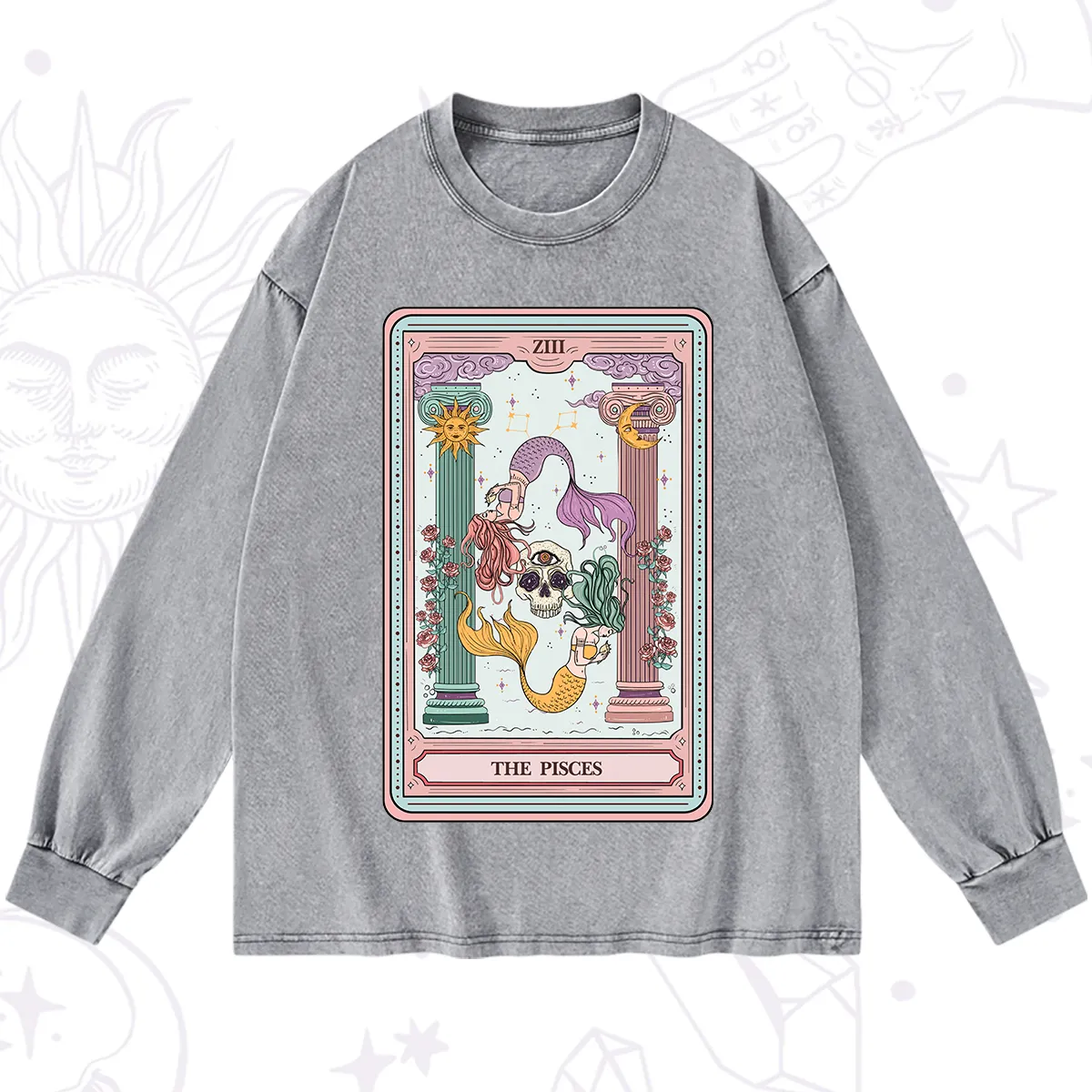 Purplehecate The Pisces Goddess Tarot Washed Long Sleeve Shirt