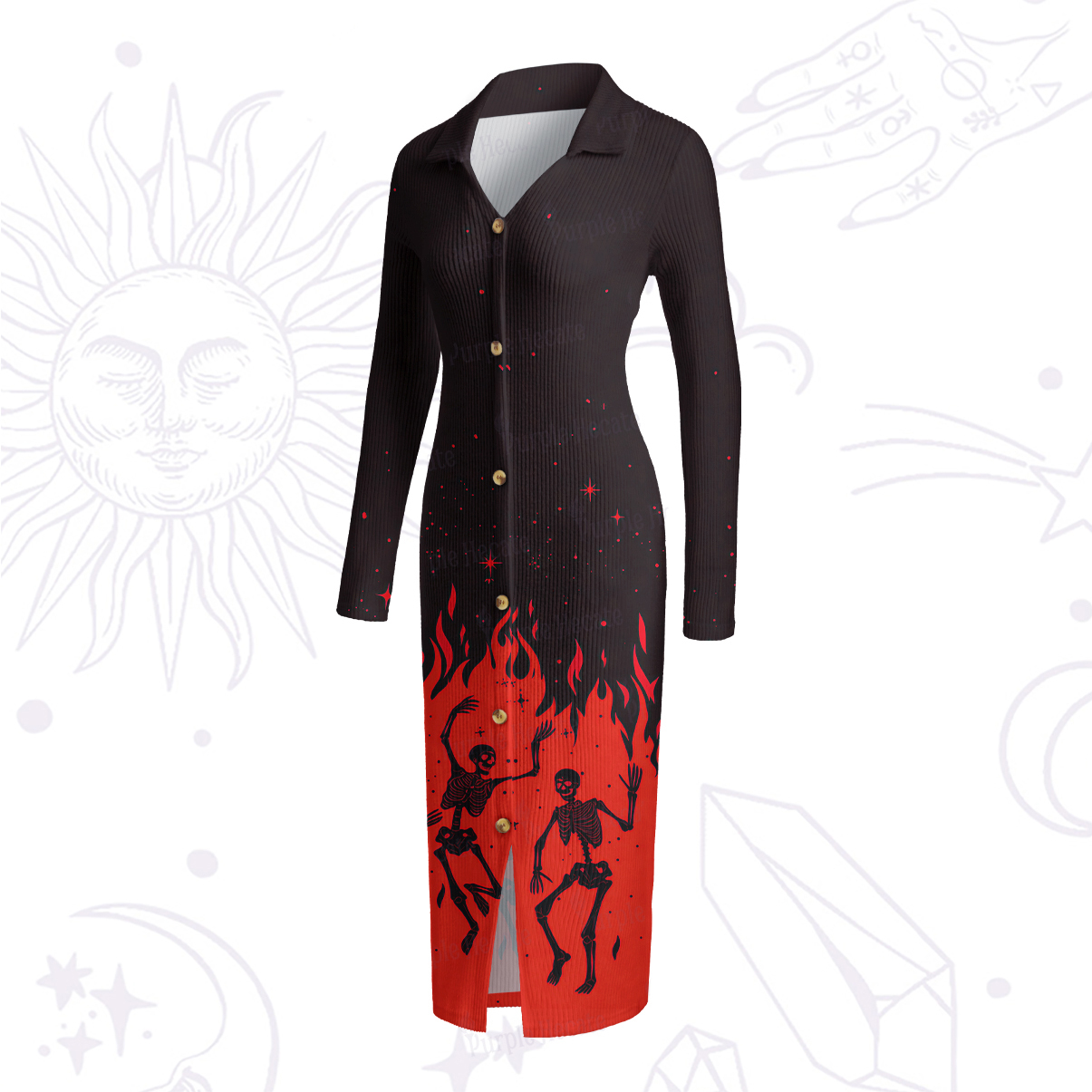 Purplehecate Infernal Revelry Ribbed Knit Dress