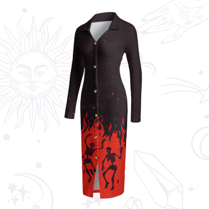 Purplehecate Infernal Revelry Ribbed Knit Dress