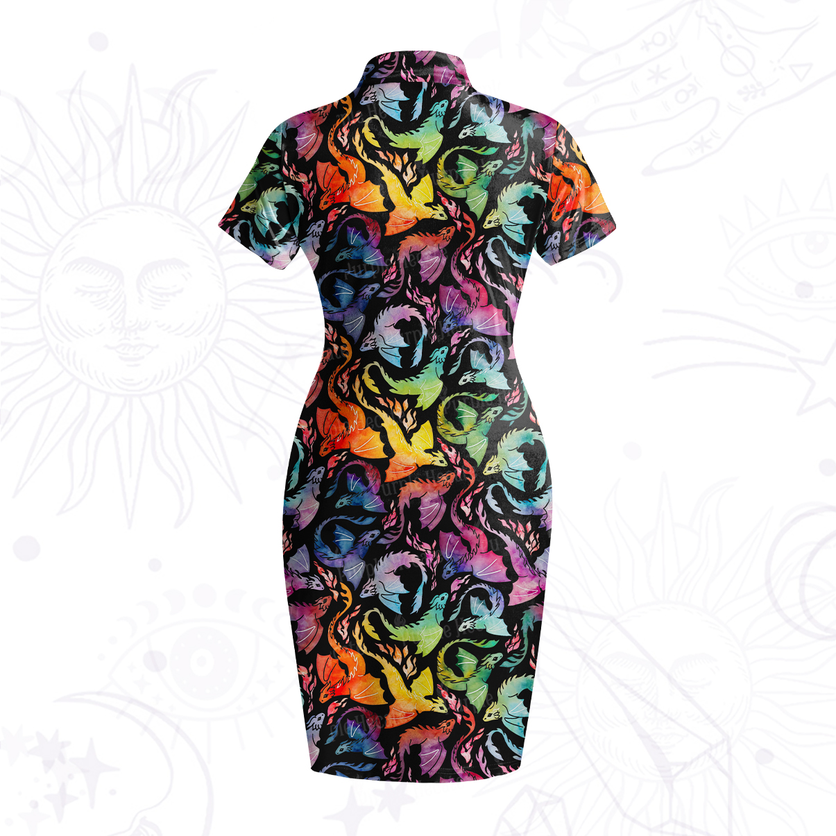 Purplehecate Rainbow Dragon Fire Velvet Bodycon Dress