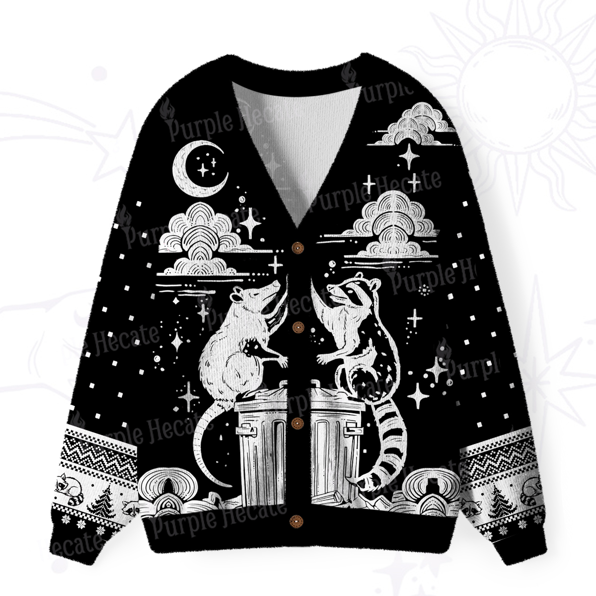 Purplehecate The Team Trash Raccoon Tarot Ugly Cardigan Sweaters