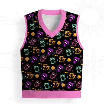 Purplehecate Neon Cat Party Ugly Sweater Vest