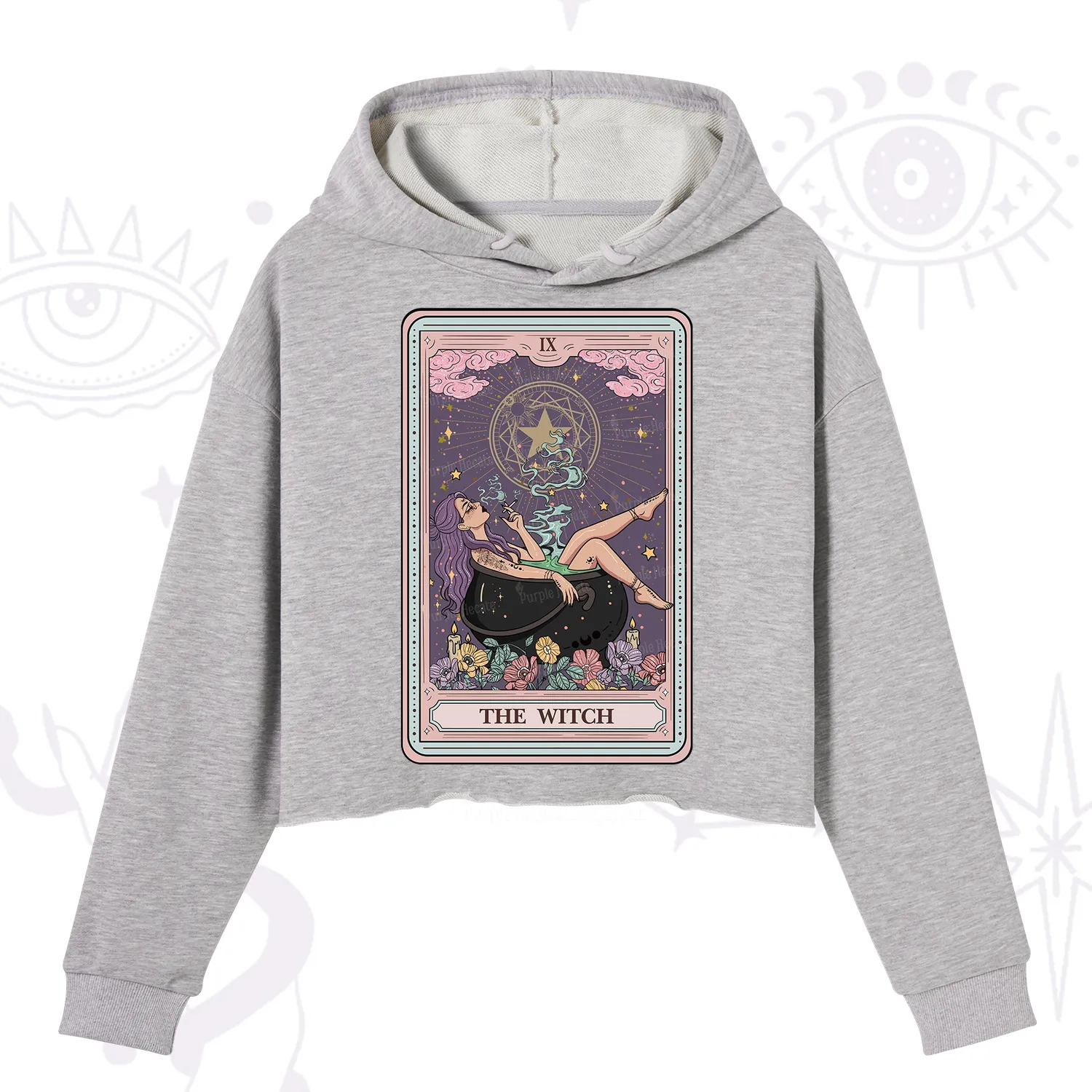 Purplehecate The Witch Tarot Card Crop Hoodie