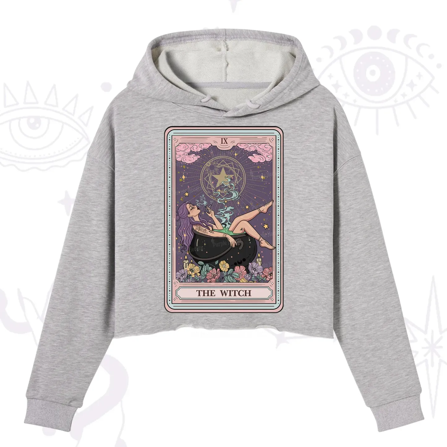Purplehecate The Witch Tarot Card Crop Hoodie