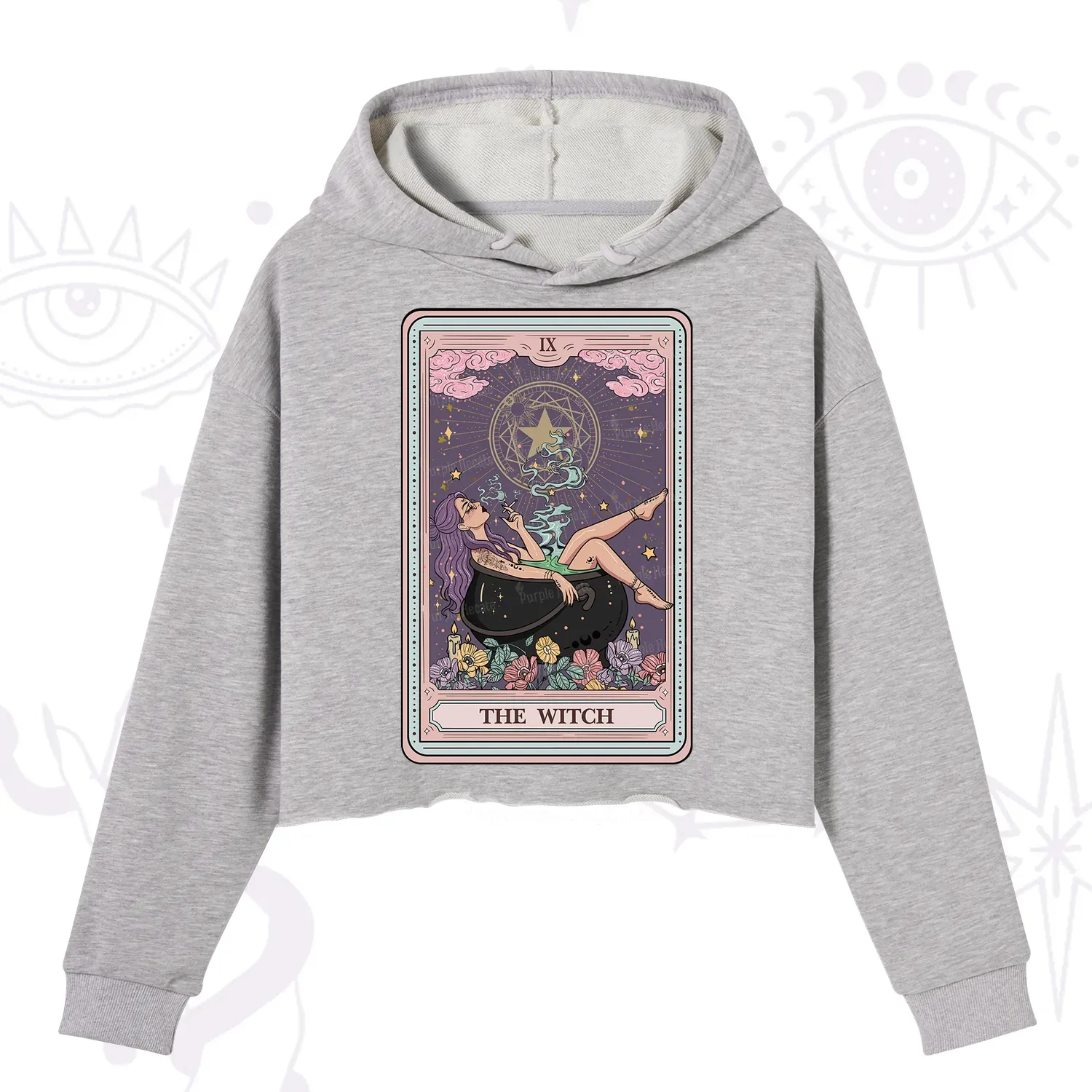 Purplehecate The Witch Tarot Card Crop Hoodie