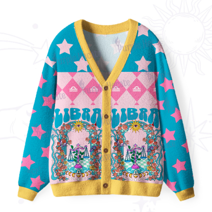 Purplehecate Libra Spirit Zodiac Ugly Cardigan Sweaters