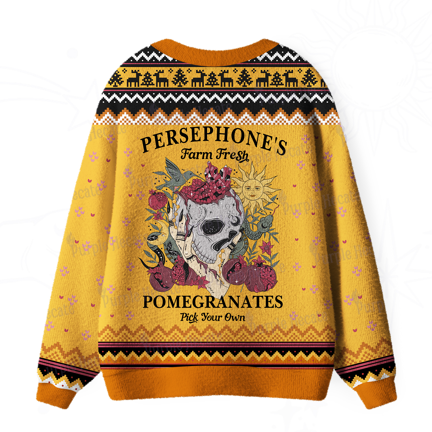 Purplehecate Persephone's Farm Fresh Pomegranates Pick Your Own Ugly Cardigan Sweaters