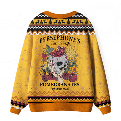 Purplehecate Persephone's Farm Fresh Pomegranates Pick Your Own Ugly Cardigan Sweaters