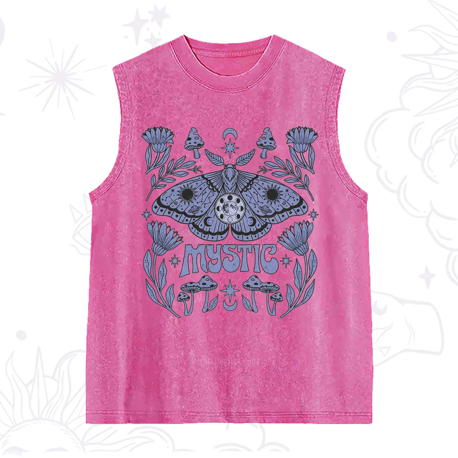 Purplehecate Celestial Moth Mushrooms Washed Tank