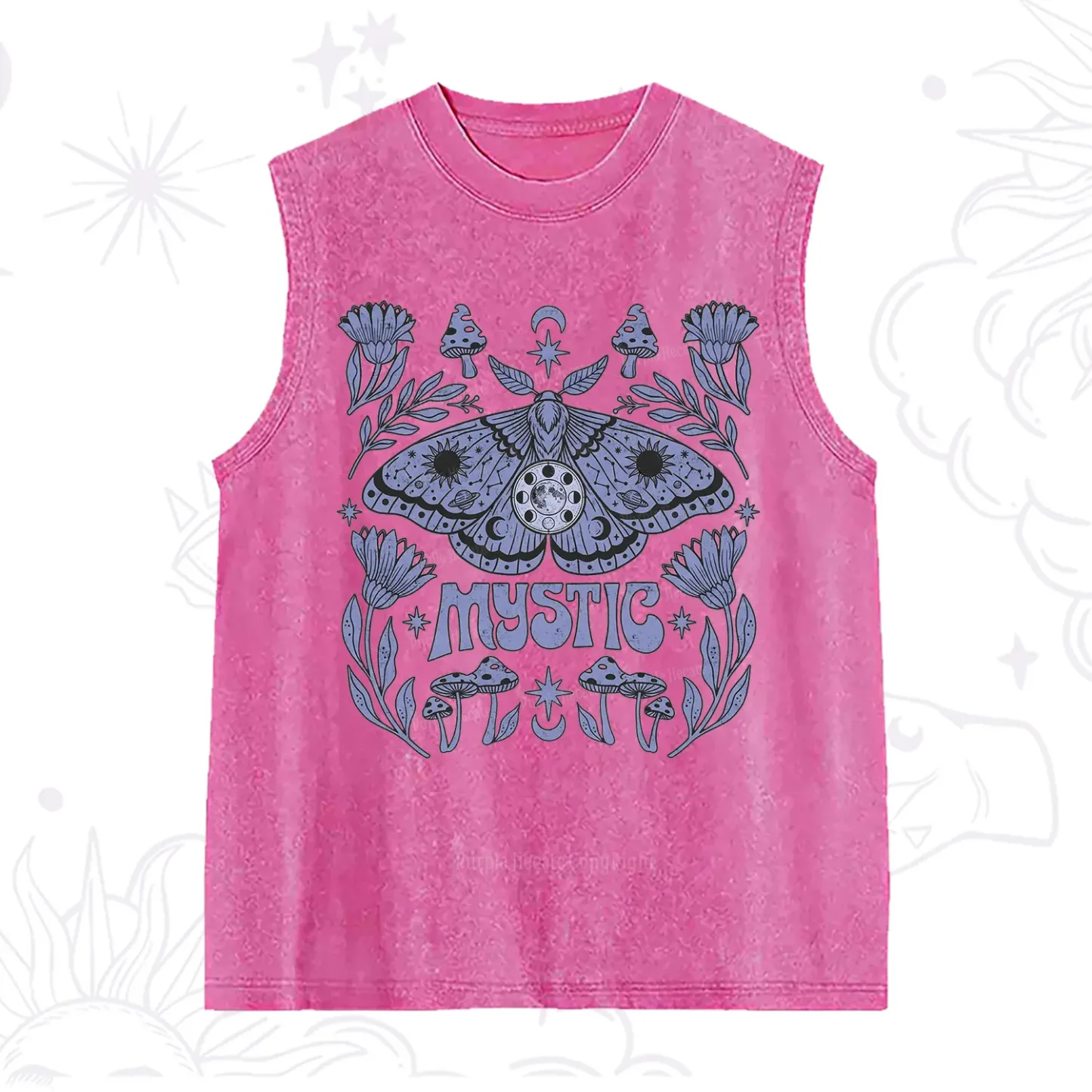 Purplehecate Celestial Moth Mushrooms Washed Tank