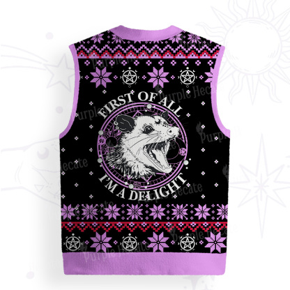 Purplehecate First Of All I'm A Delightful Opossum Ugly Sweater Vest