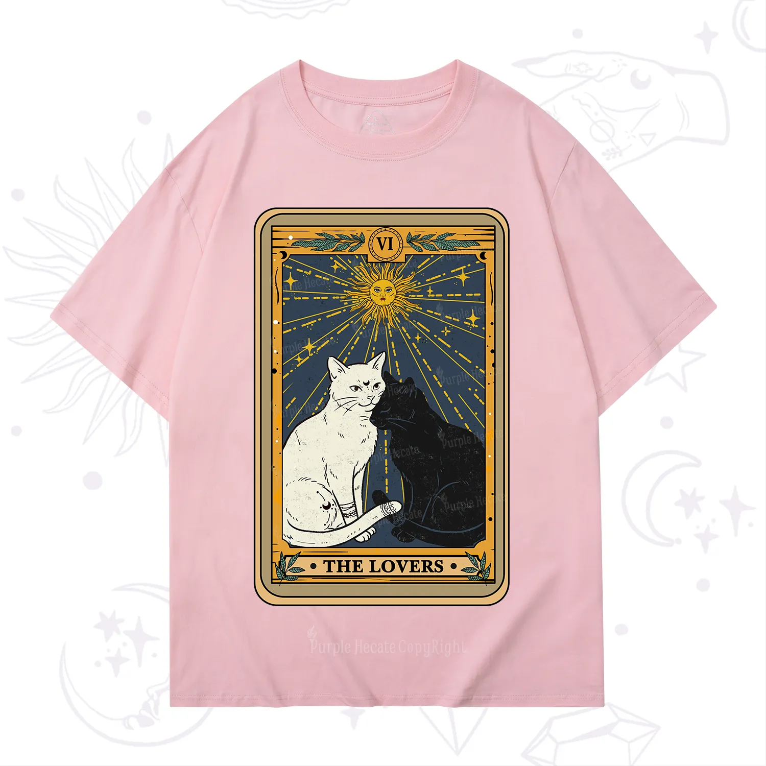 Purplehecate The Lovers Cat Tarot Card T-Shirt