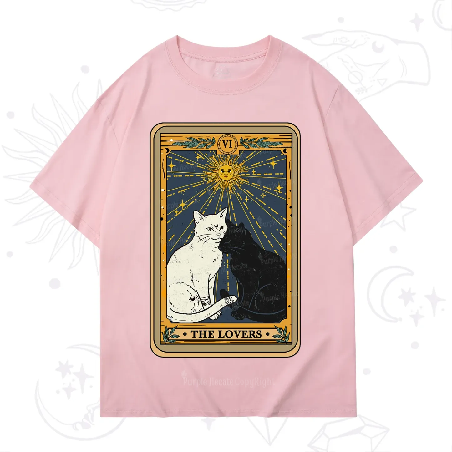 Purplehecate The Lovers Cat Tarot Card T-Shirt