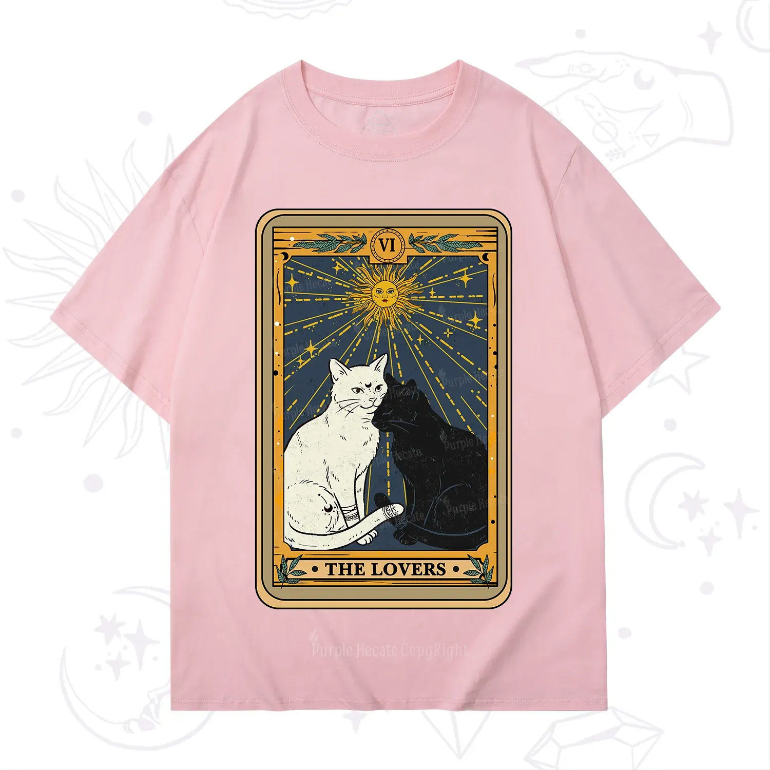 Purplehecate The Lovers Cat Tarot Card T-Shirt