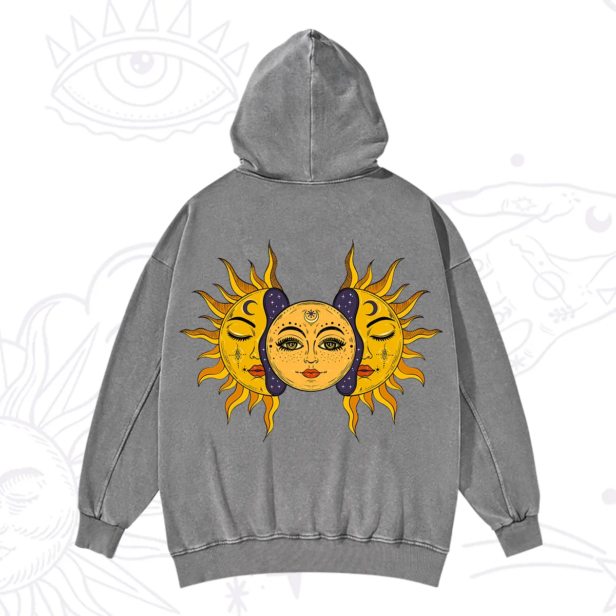 Purplehecate Celestial Twin Suns Washed Hoodie