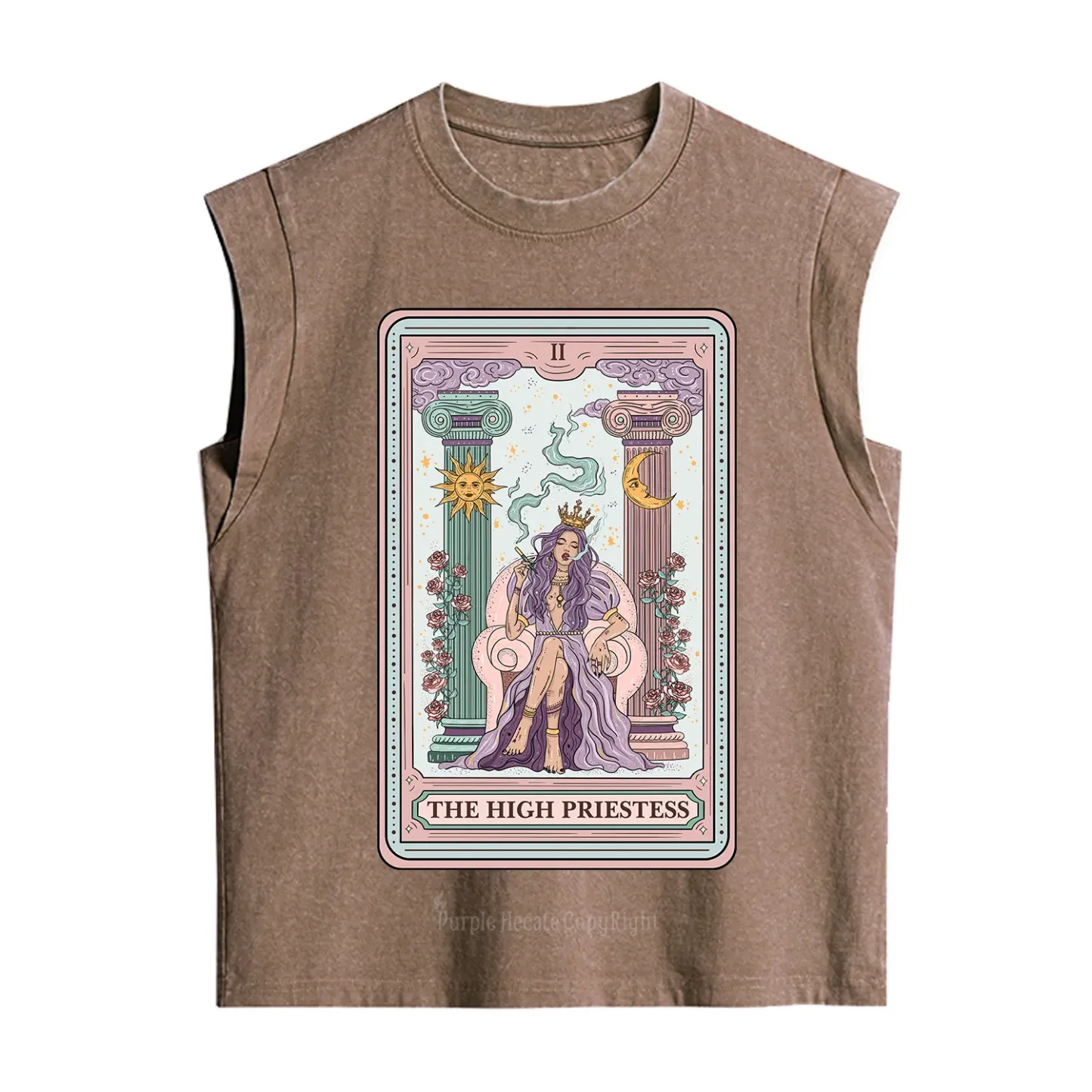 Purplehecate The High Priestess Tarot Card Vintage Washed Tank