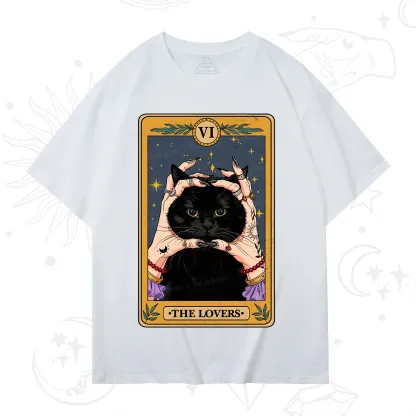 Purplehecate Black Cat The Lovers Tarot Card T-Shirt