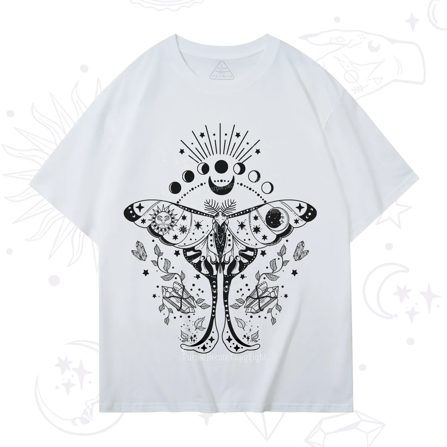 Purplehecate Moonlit Celestial Moth T-Shirt
