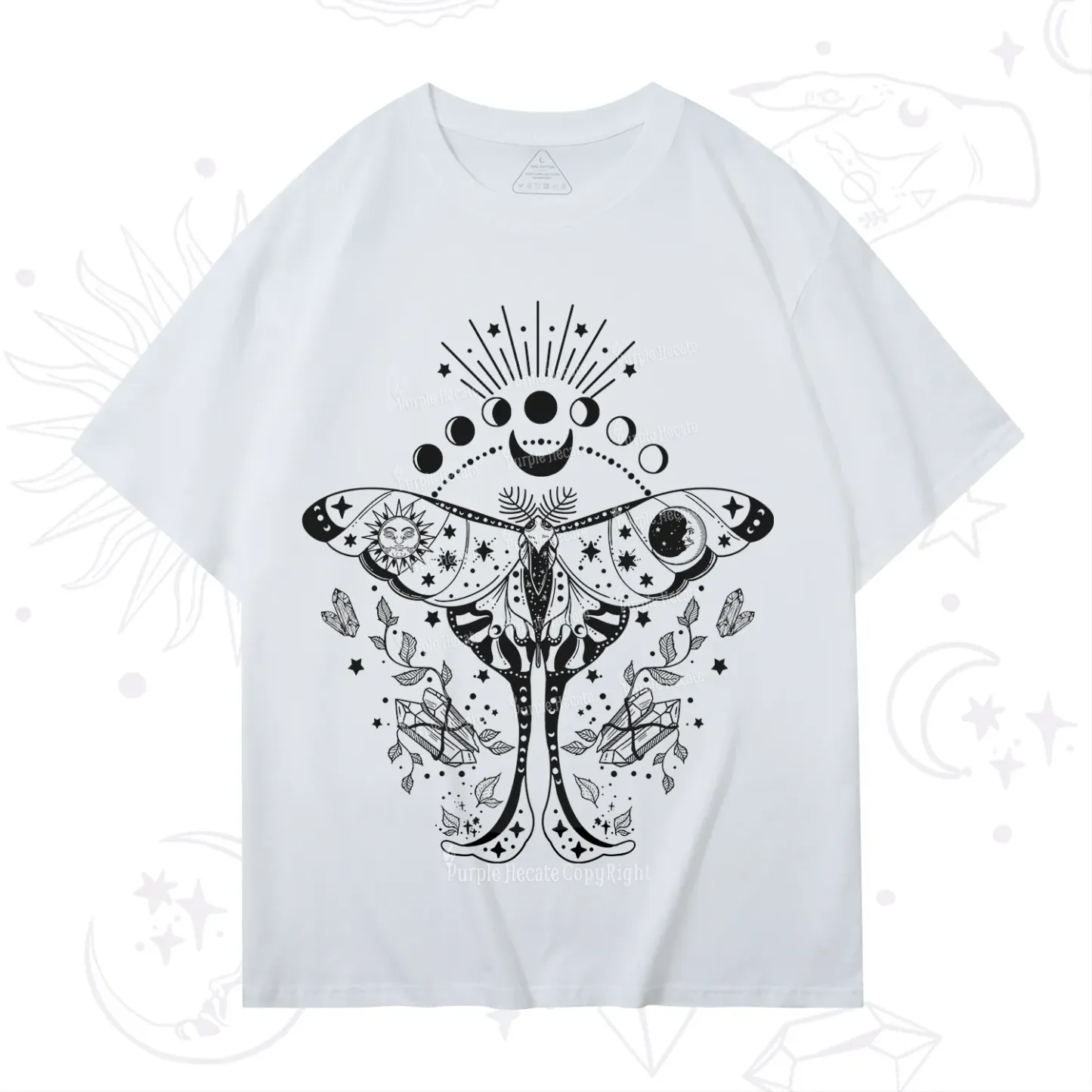 Purplehecate Moonlit Celestial Moth T-Shirt
