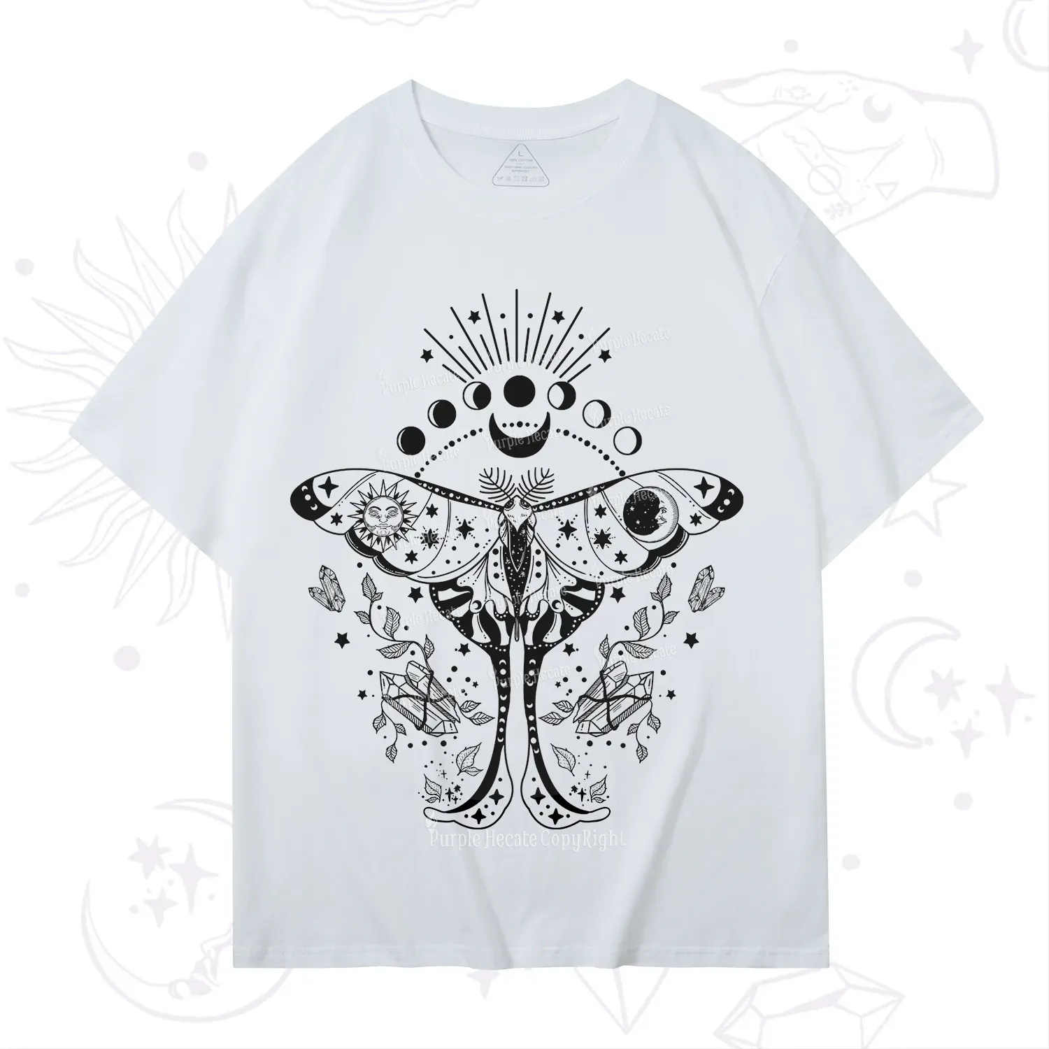 Purplehecate Moonlit Celestial Moth T-Shirt