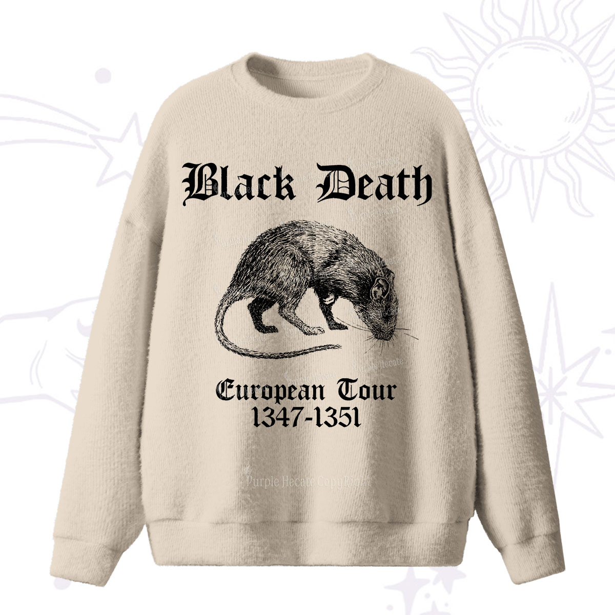 Purplehecate Black Death European Tour Fuzzy Ugly Sweater