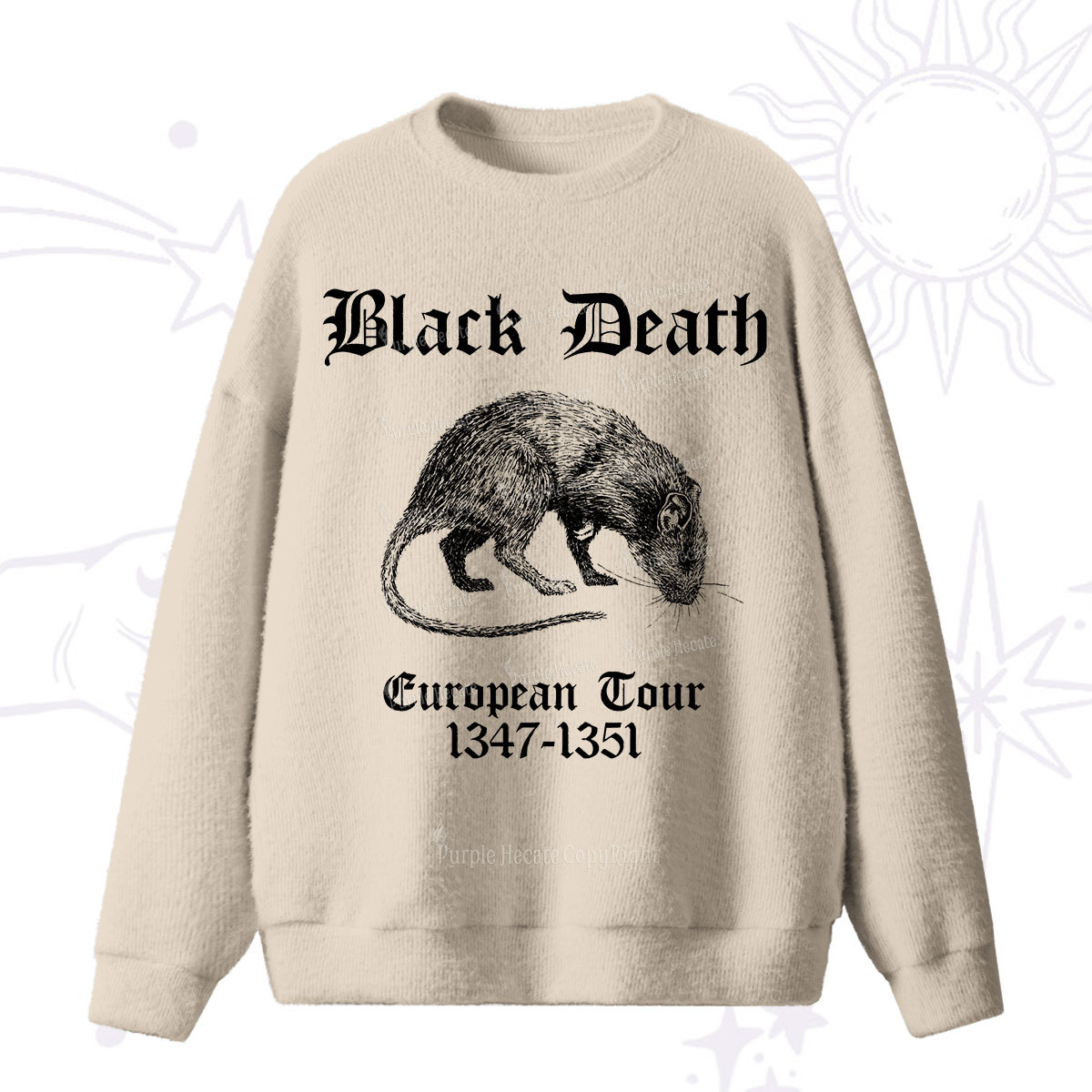Purplehecate Black Death European Tour Fuzzy Ugly Sweater