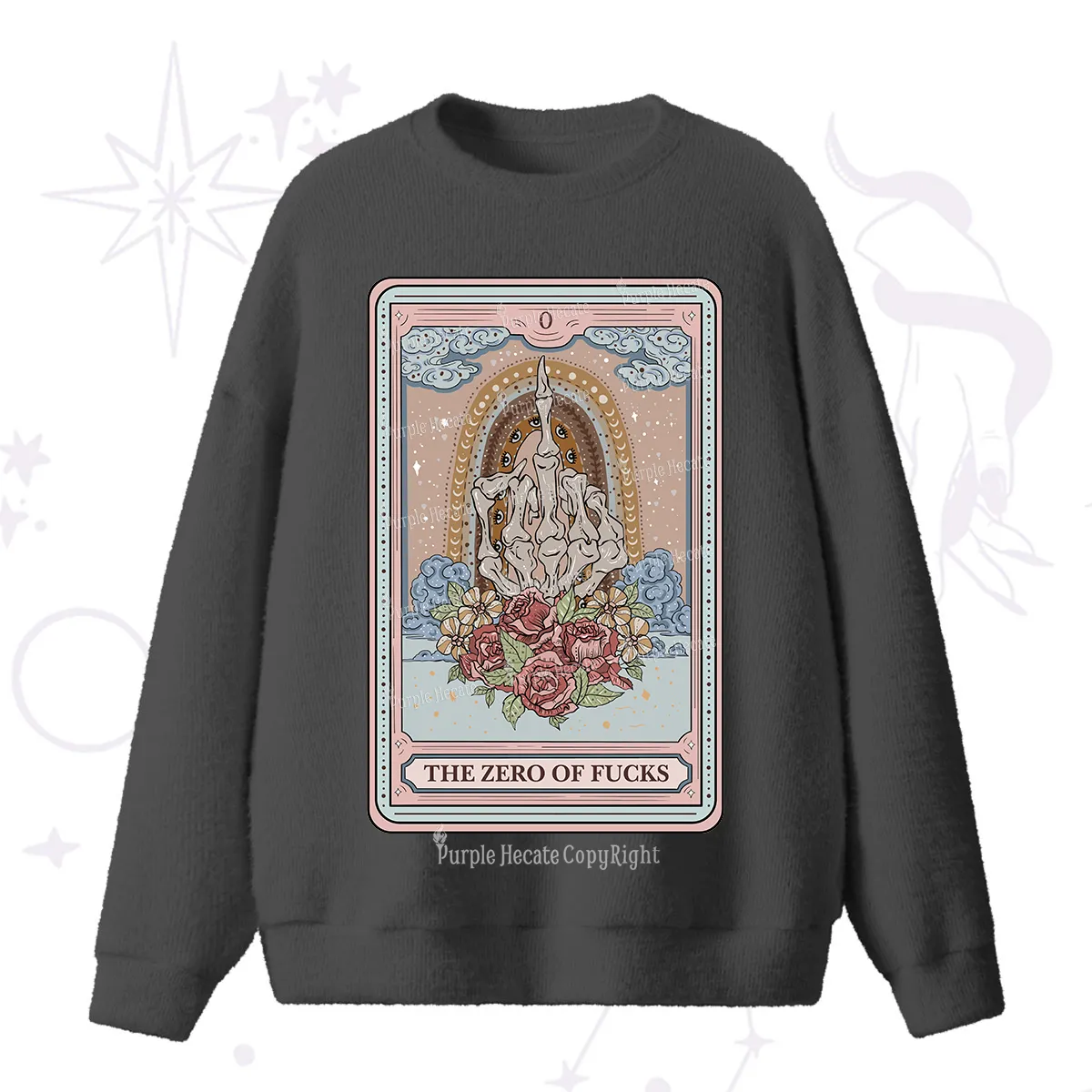 Purplehecate The Zero Of Fucks Tarot Fuzzy Ugly Sweater