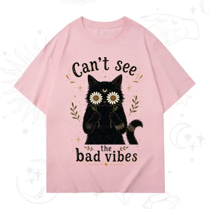 Purplehecate Can't See the Bad Vibes Black Cat T-Shirt