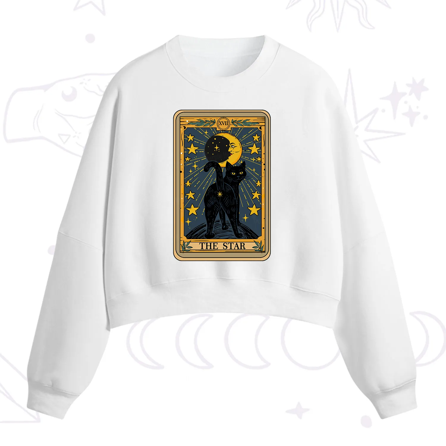 Purplehecate The Star Tarot Cat Fleece Cropped Sweatshirt