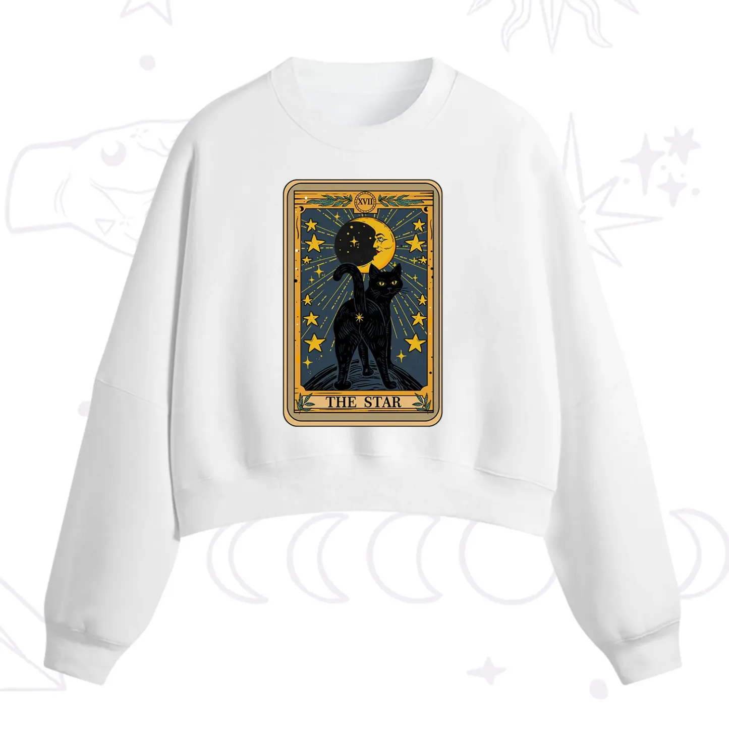 Purplehecate The Star Tarot Cat Fleece Cropped Sweatshirt
