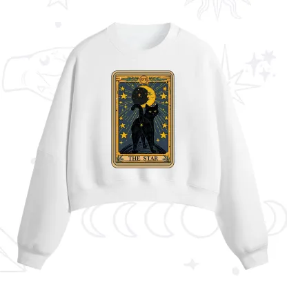 Purplehecate The Star Tarot Cat Fleece Cropped Sweatshirt
