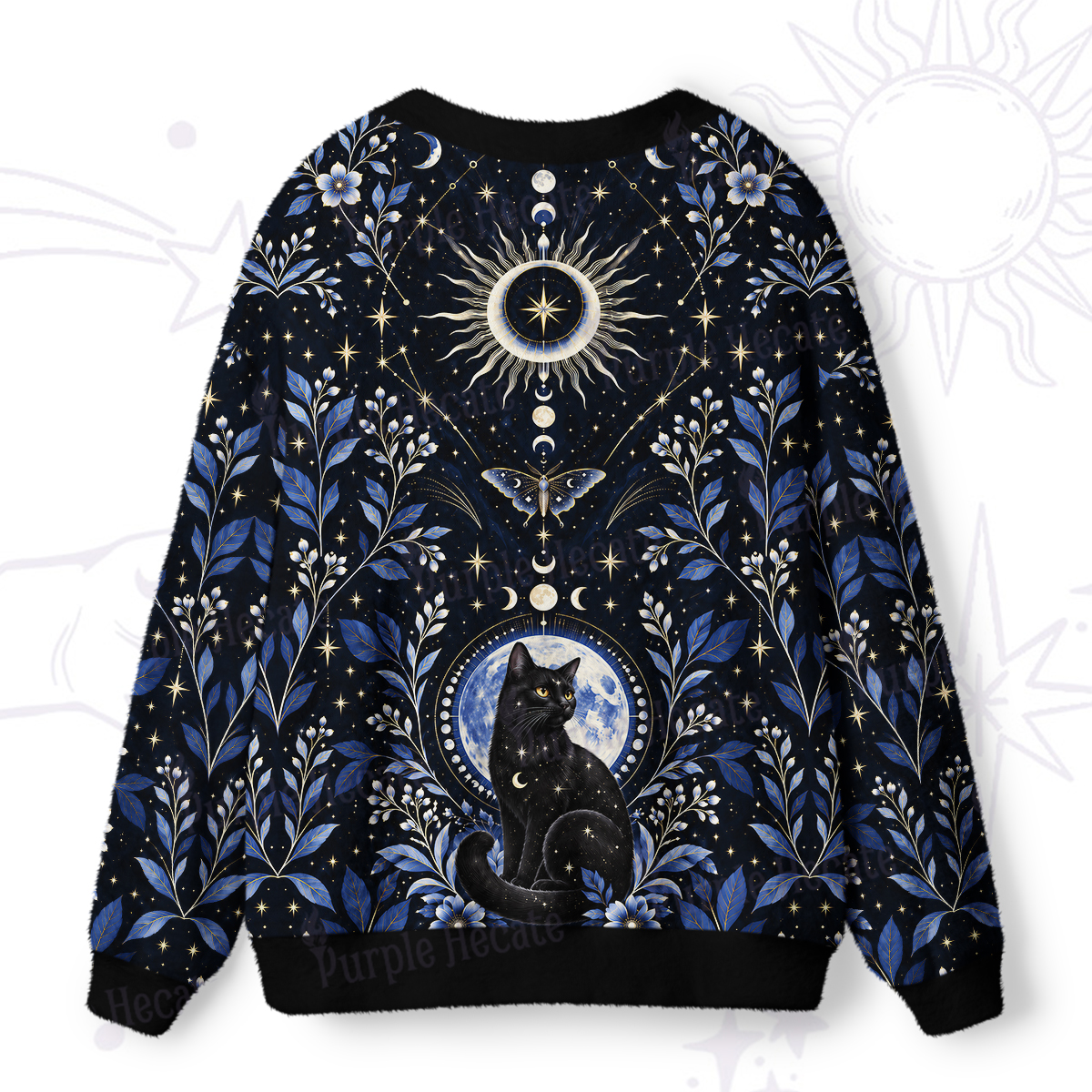 Purplehecate Lunar Oracle Witch's Cat Ugly Cardigan Sweaters