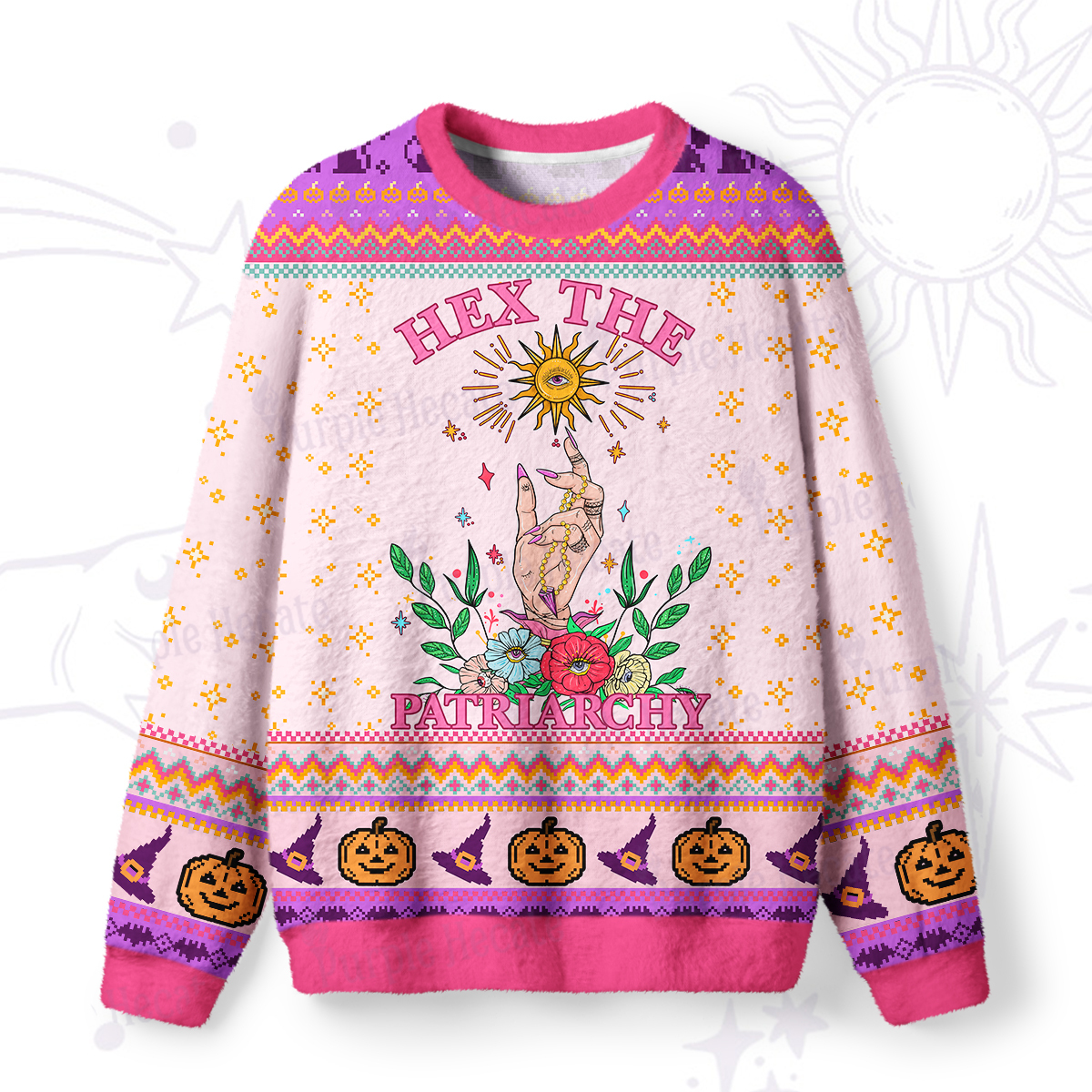 Magic Purplehecate Hex The Patriarchy Witchy Ugly Halloween Sweatshirts