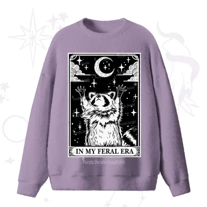 Purplehecate The In My Feral Era Oracle Card Fuzzy Ugly Sweater
