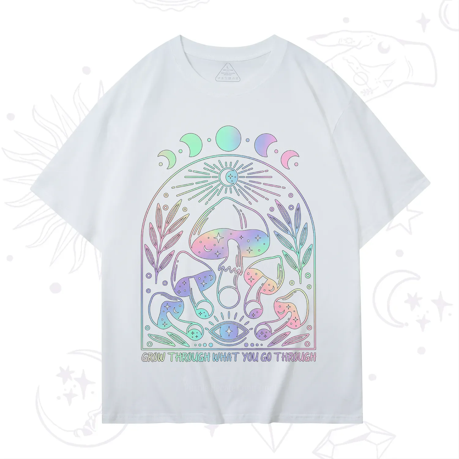 Purplehecate Moon Phases Mushroom T-Shirt