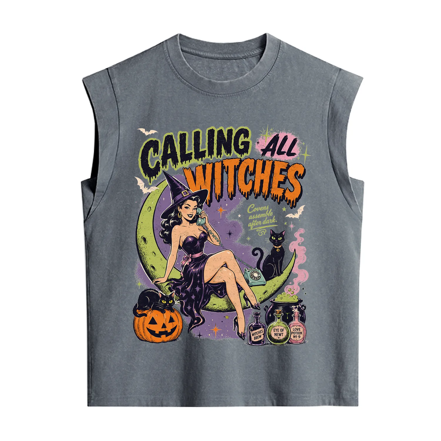 Purplehecate Calling All Witches Halloween Vintage Washed Tank