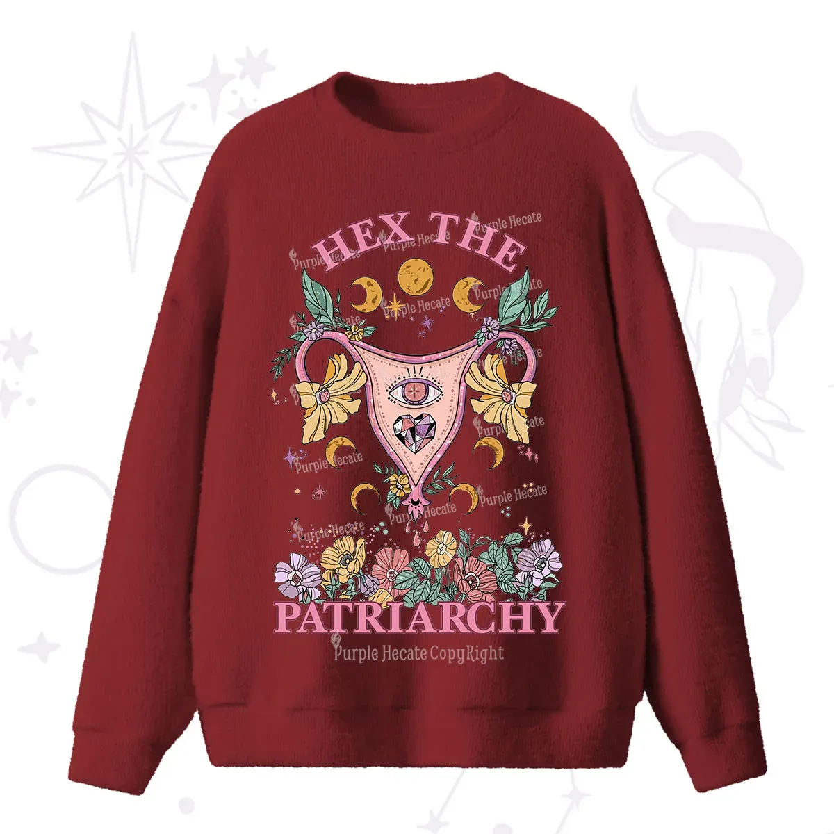 Purplehecate Hex the Patriarchy Feminist Fuzzy Ugly Sweater