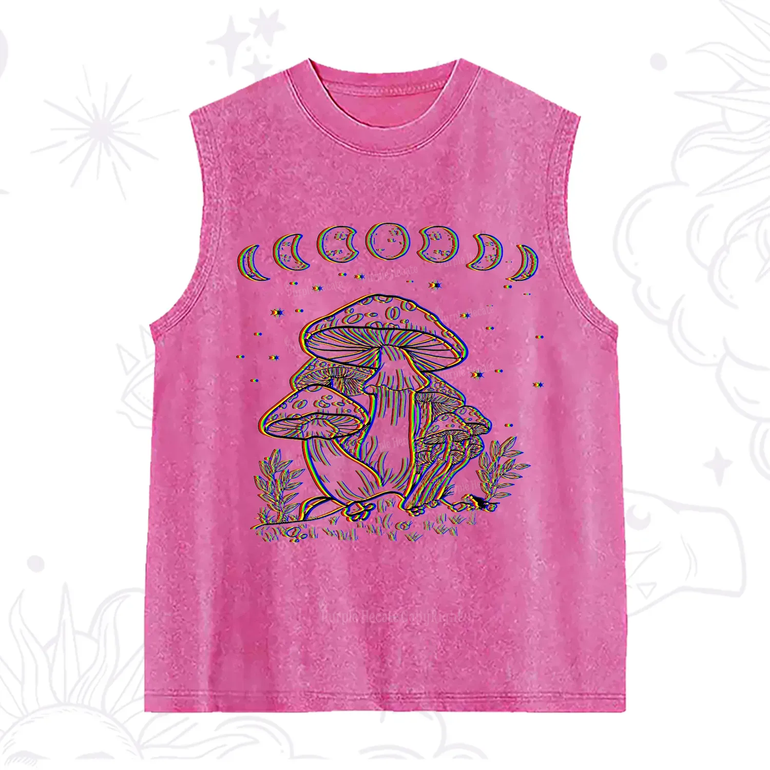 Purplehecate Mushroom and Moon Washed Tank