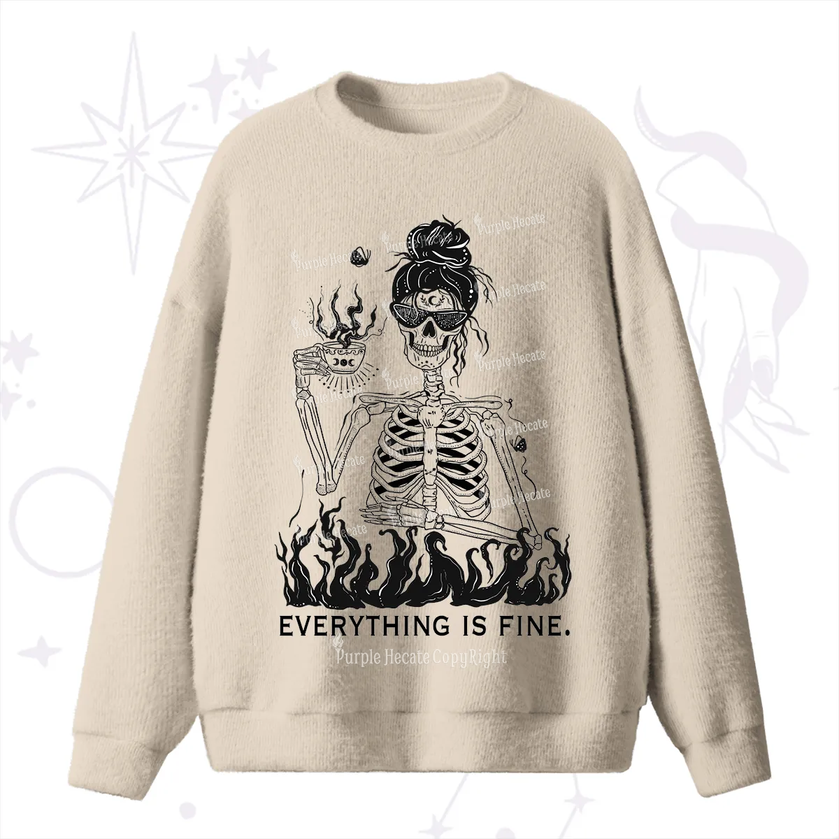 Purplehecate Everything Is Fine Fuzzy Ugly Sweater