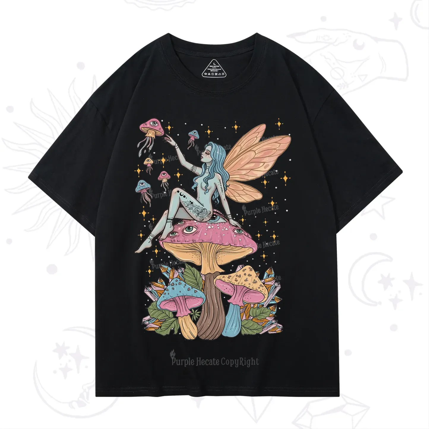 Purplehecate Celestial Fairy on Mushroom T-Shirt