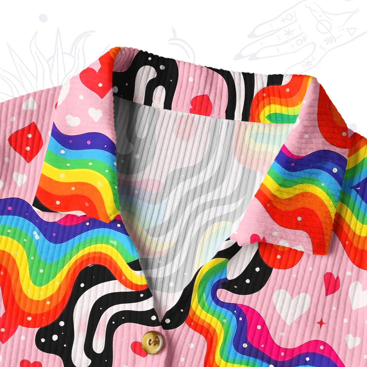 Purplehecate Groovy Melty Rainbow Hearts Wavy Ribbed Knit Dress