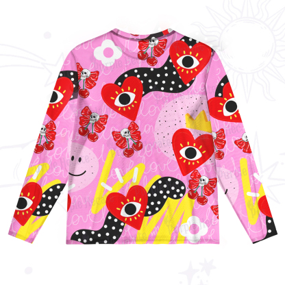 Purplehecate Evil Eye Heart Mesh Long Sleeve Top